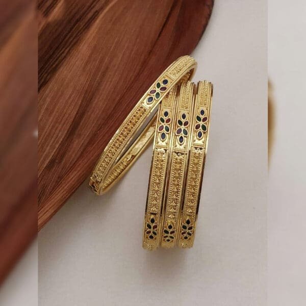 New Gold Plated Indian Bangles for Women | Copper Bangles | Gelang Tangan - Set of 4