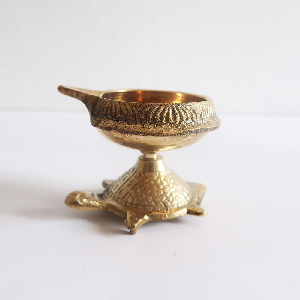 Buy 2 Designs Pure Brass Agal Indian Vilakku with Tortise Base | Indian ...