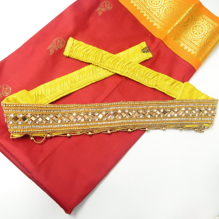 Yellow Bollywood Party wear Saree with waist belt - Dress me Royal