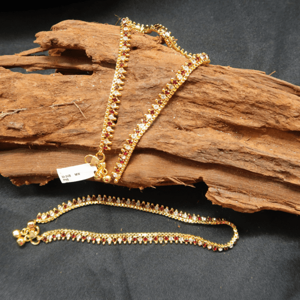 Gold Plated New Premium Design Stone Anklet | Indian Anklets | Artlah