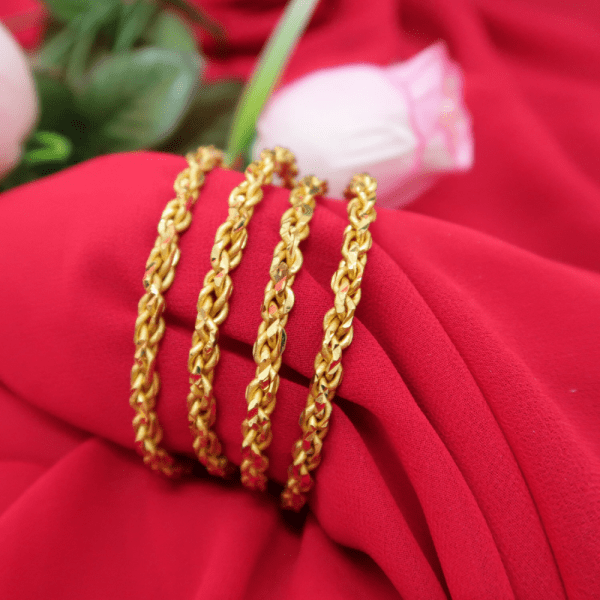 New Gold Plated Designer Copper Bangles for Women | Gelang Tangan | Set of 4 - Indian bangles