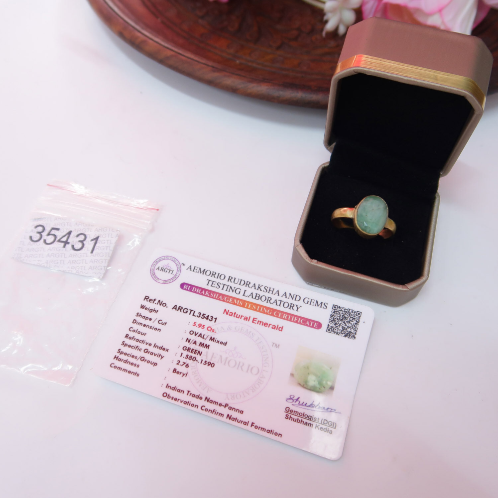 Certified 6.25 Ratti 5.62 Carat A+ Quality Emerald Panna Gemstone Ring For  Women | eBay