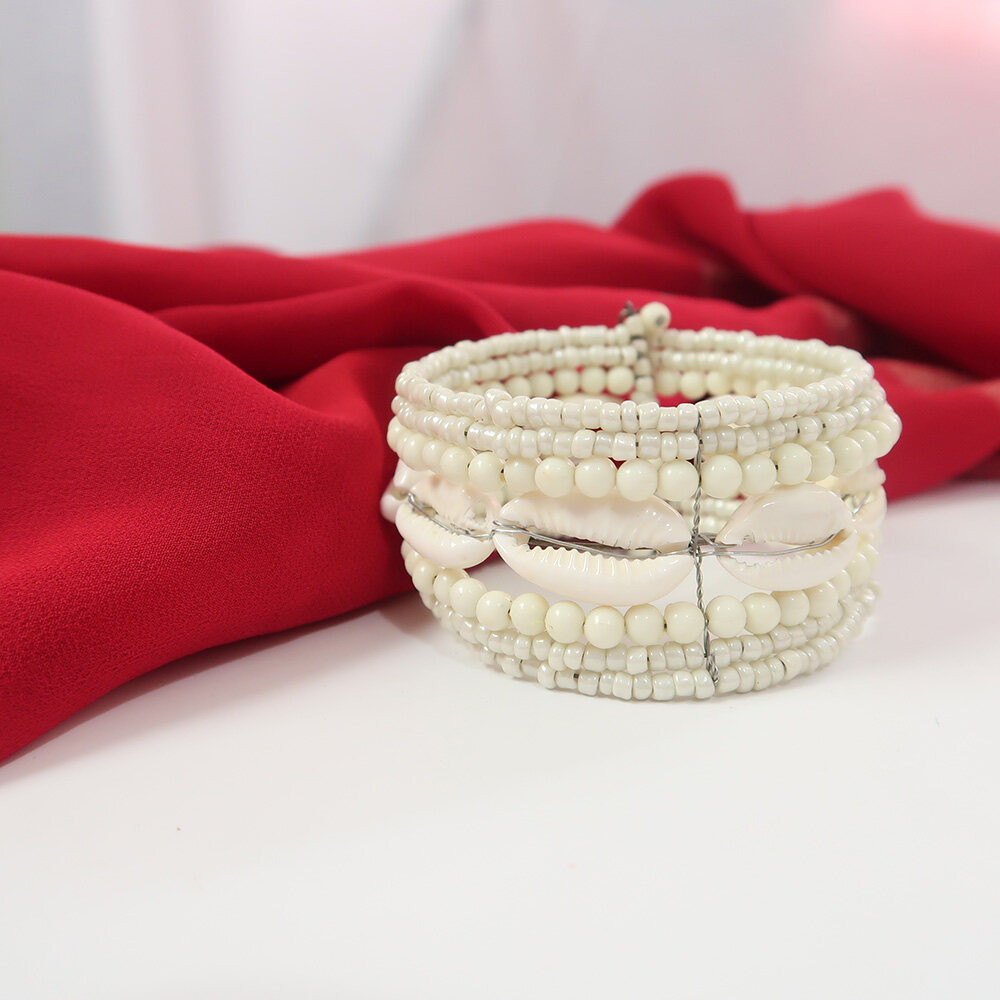 Buy New Adjustable Kaudi Bangle with White Beads (1pc) Online in Malaysia