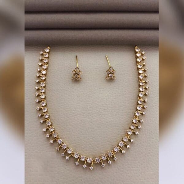 Premium Gold Plated AD Slim Design Choker Set