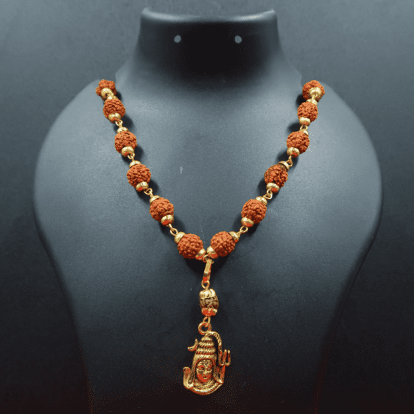 5 Face Rudraksha Mala / Malai with Golden Shiva Pendant - (Unisex)