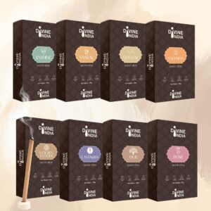 Divine India Premium Tester Dhoop Sticks Packs | Uthupatti Incense Sticks | Jar Pack Agarbathi - 100g X 8