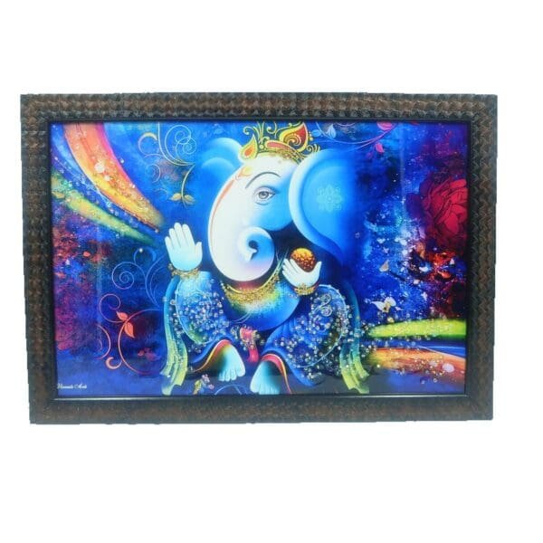 Premium Ganesha & Buddah Premium Wall Frame With Stone | Wall Art Printed Frames | Ganesh | 14 X 20 Inches