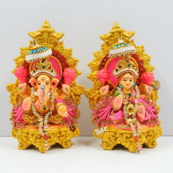 Lakshmi Ganesh Idol Set Marble Resin for Pooja Gift Showpiece Vastu, Home Decor