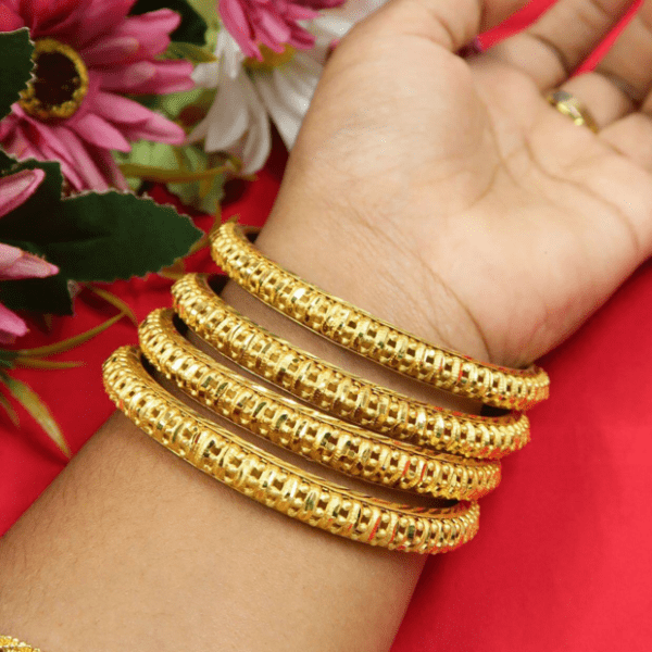 Round Designer Indian Gold Bangles for Women Indian Bangles - Set of 4 - Gelang Tangan  Indian Bangle