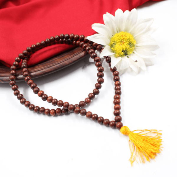 Red Sandalwood mala Malai with One Guru Beads Tassel 108+1 | Chandan Mala