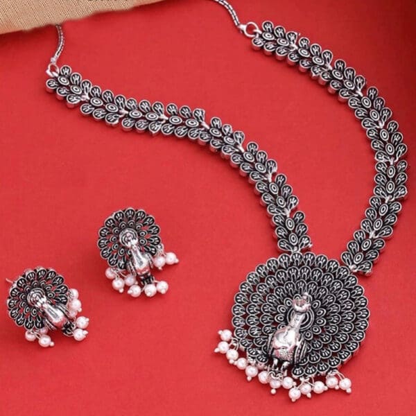 New Premium Peacock Design indian Necklace with Earrings