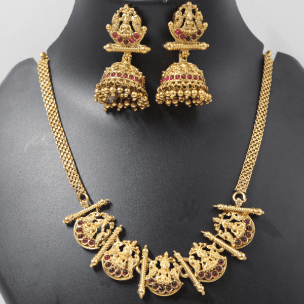 Premium Matte Gold New Lakshmi Design Indian Choker Set | Indian Choker | Rantai Leher