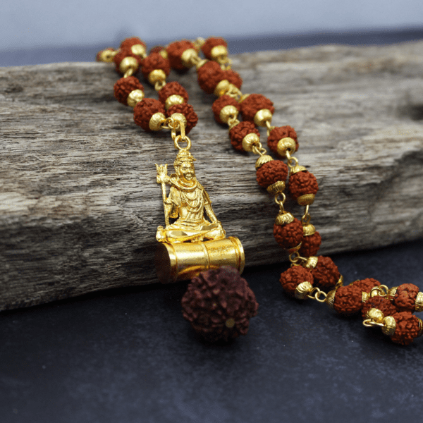 5 Face Rudraksha Mala / Malai with Sitting Shiva Mudra / Sivam Mala - Unisex