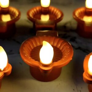 Water Sensor Diya Set Round Design | LED Villaku Set I Battery Operated (12 pcs)