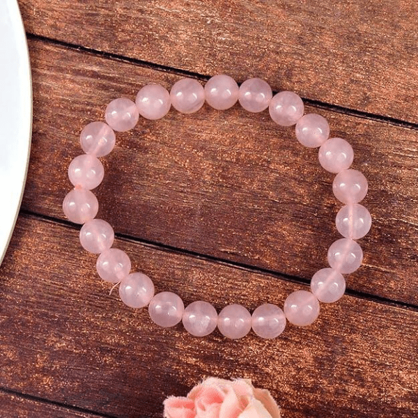 Natural Rose Stone Quartz Bracelet Round Beads With Certificate |  Rose Stone Bracelet