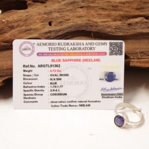 Neelam | Certifed Blue Sapphire Stone | Neelam stone Ring in 925 Silver