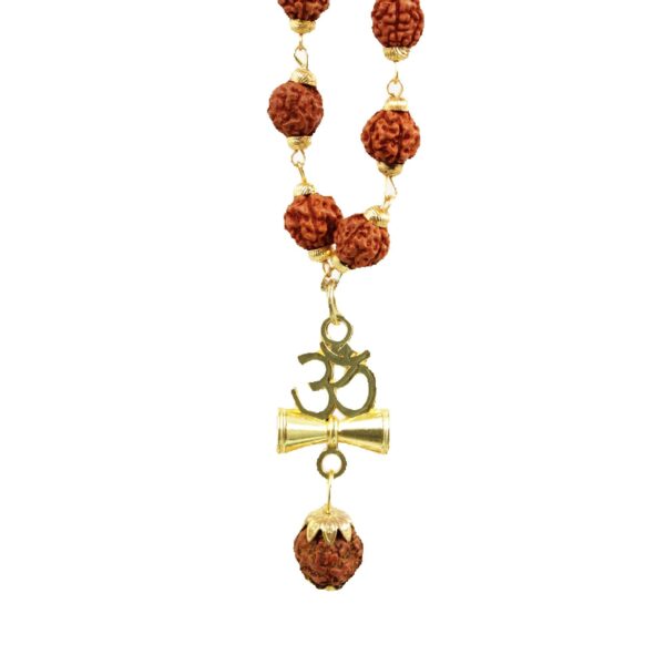 5 Face Rudraksha Mala / Malai with Golden Pendant  - Unisex