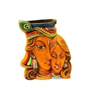 Handmade Radha Krishna Terracotta Vase | Indian Design | Home Decoration - Small