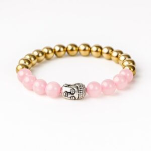 Hematite Pyrite & Rose Quartz Adjustable Bracelet With Certificate | Budha Unisex Bracelet