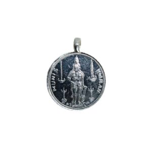 Energized God Muniswaran Silver Polished Locket Yantra ( 1 Inch ) Indian God Locket Pendant