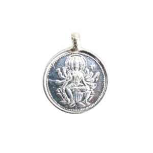 Energized Sri Gayatri Yantra Locked Silver Polished ( 1 Inch ) Indian God Locket Pendant