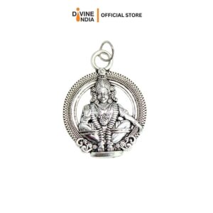Energized ayyappan Sami Silver Polished Locket ( 1 Inch ) Indian God Locket Pendant Ayyappa