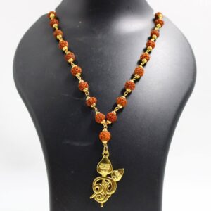 Om Murugan Metal Pendant with 5 Face Rurdraksha Malai - Om Muruga