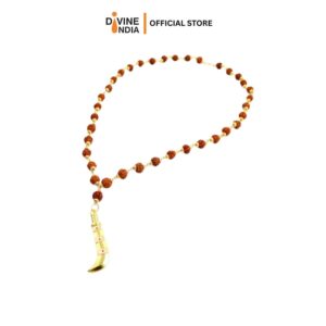 Mix Metal Knife karupasamy Aruva Pendant With 5 Face Rudraksha Mala Unisex
