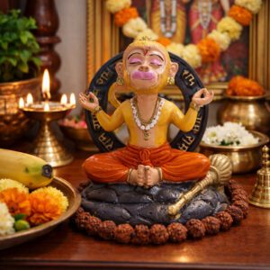 Bal Hanuman Ji Statue By Resin for Pooja Gift Showpiece Vastu, Home Decor, Car | Meditation Hanuman Idol | Small Hanuman