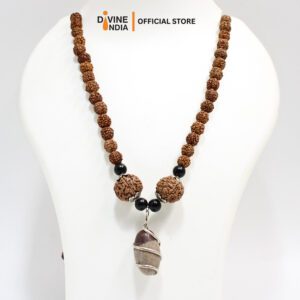 Narmadeshwar Shivling Stone With 5 face Rudraksha Mala With Certificate - 108 Beads