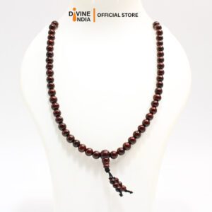 Red & White Sandalwood mala Malai with One Guru Beads Tassel 108+1 | Chandan Mala
