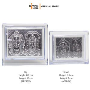 Tirupati Balaji & Padmavathi Silver Finish Photo Stand Decorative Showpiece for Car Dashboard | Mandir | Home | Office