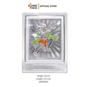Hanuman Ji Silver Finish Color Photo Stand Decorative Showpiece for Car Dashboard | Mandir | Home | Office