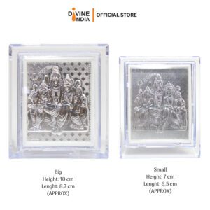 Shiv Parivar Silver Finish Stand Photo Frame Decorative Showpiece for Car Dashboard | Mandir | Home | Office | Shivan
