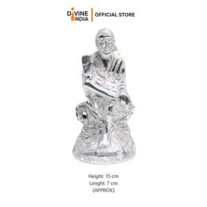 New Premium White Metal Sai Baba Showpiece Figurine Sai Baba Statue