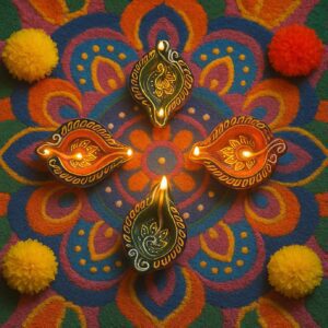 Handmade Deepavali | Festival Terracota Villaku / Oil Lamp / Diya Set - Deepavali Deco Random Multi Color
