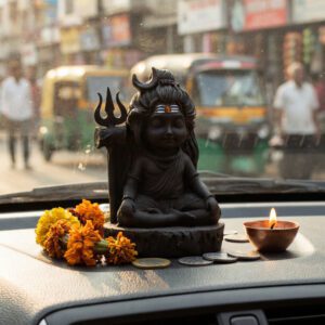 Meditating Baby Shiva with Trishul Statue By Resin for Pooja Statue By Resin for Pooja Gift Showpiece Vastu, Home Decor, Car | Baby Sivan Idol