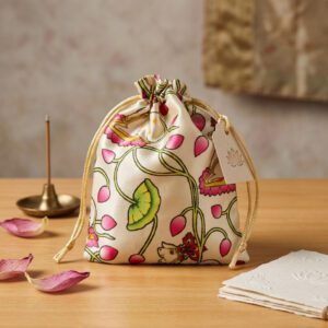 Premium Drawstring Pouch - Multi Purpose Potli Bags Baby shower, Wedding, Wallet potli Drawstring closure | Pack of 5