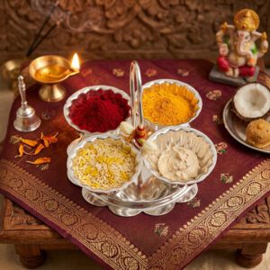 German Silver 4 in 1 Kumkum Container | Kumkum Holder | Indian Pooja items | Indian Prayer Item
