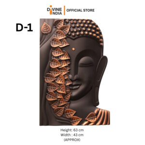 Buddha Face Wall Hanging Fiber Showpiece | Religious Home & Office Wall Decor Panel | Vastu Spiritual Wall Frame