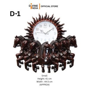 7 Horse Wall Hanging Fiber Showpiece With Clock | Home & Office Wall Decor Panel | Home Decor | 7 Running Horse Small