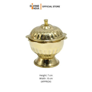 Brass Handmade Traditional Beautiful Kumkum Pot | German Silver Kumkum Holder for Pooja | Kunguma Chimil