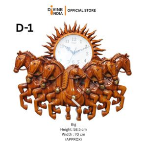 7 Horse Wall Hanging Fiber Showpiece With Clock | Home & Office Wall Decor Panel | Home Decor | 7 Running Horse Big