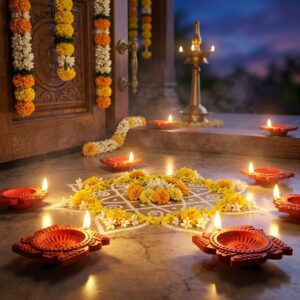 Water Sensor Diya Set Swastika Design | LED Villaku Set I Battery Operated (10 pcs)