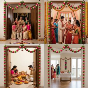 Indian Flower Thoran Door Hanging | Traditional Floral Door Decoration | Pooja & Festival Home Entrance Decor