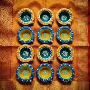 Handmade Deepavali | Festival Terracotta Villaku / Oil Lamp / Diya 12 Pc - Deepavali Deco Set 14