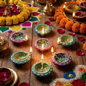 Handmade Deepavali | Festival Terracota Villaku / Oil Lamp / Diya 6 Pc - Deepavali Deco Set 21