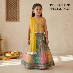Girls Indian Ethnic Lehenga Choli Set | Traditional 3-Piece Lehenga, Choli & Dupatta | Festive & Party Wear