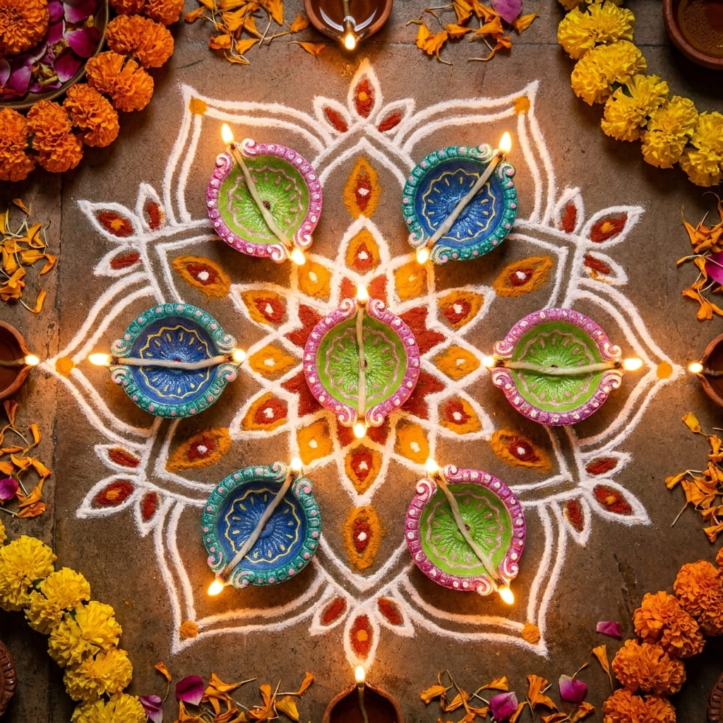 Handmade Deepavali | Festival Terracota Villaku / Oil Lamp / Diya 6 Pc - Deepavali Deco Set 11