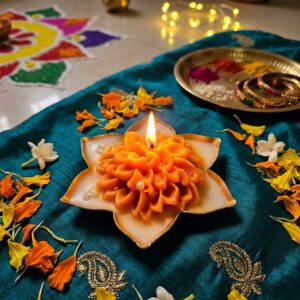 New Indian Flower Diya | Decorative Floral Design Pooja Diya | Indian Home Temple Decoration | Deepavali Festive Decor